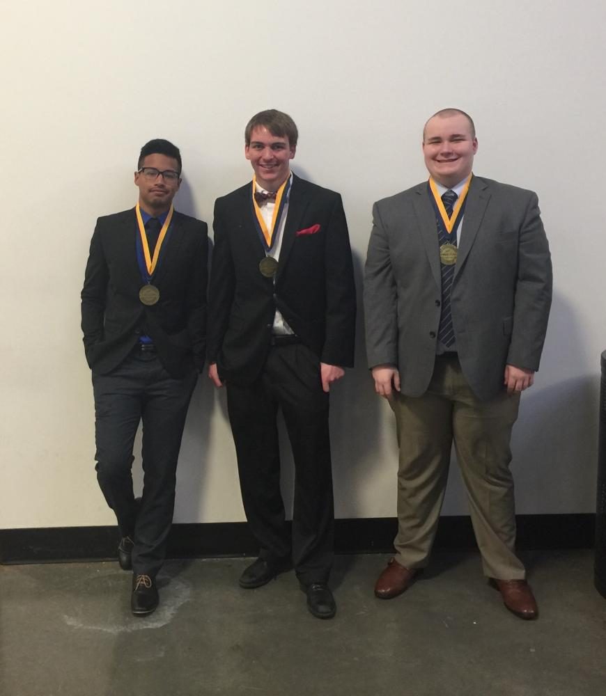 Seniors Nathan Huffman, Phoung Luu and Ben Giebler place in top 10 and recieve 8th place overall at the FBLA state competition in Springfield on April 2-4. 