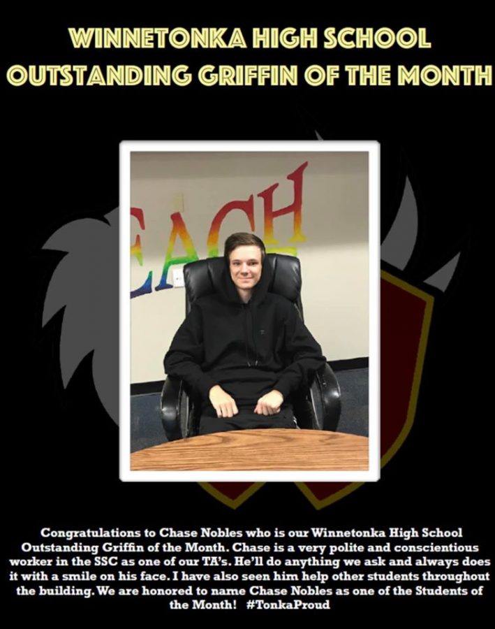 Outstanding Griffin of the Month; Chase Nobles, September