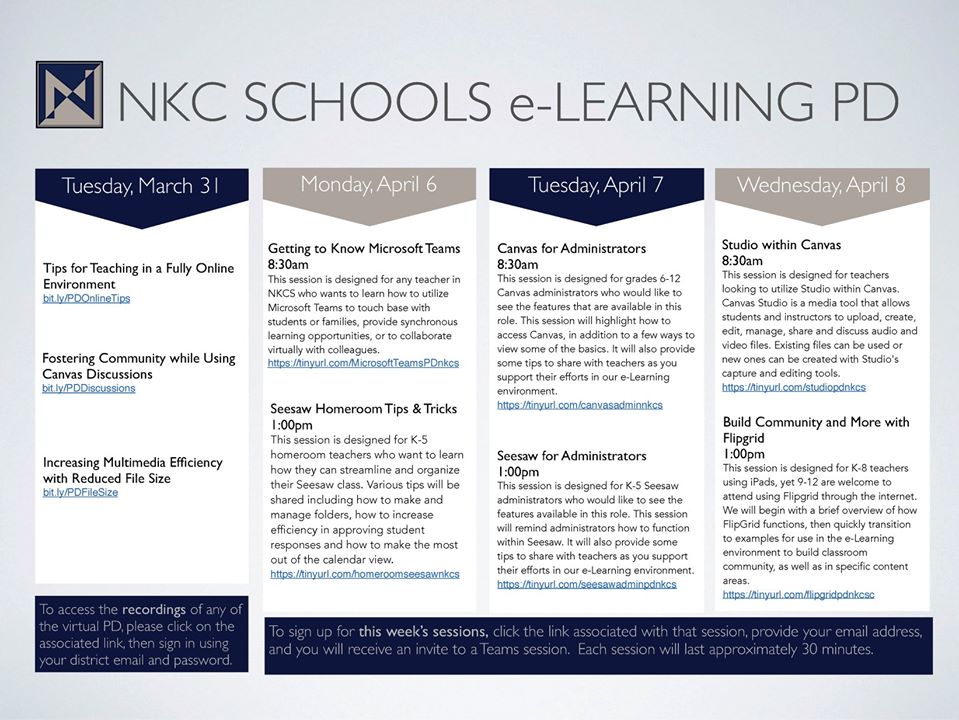 NKC Schools hosts eLearning training sessions for staff parents