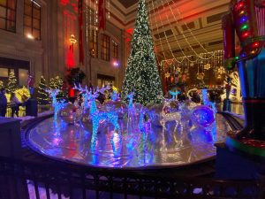 Christmas trees and snowy scenes fill the Grand Hall of Union Station. 