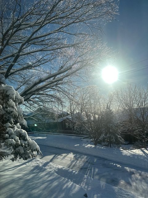 SUNSHINE ON THE SNOW The sun finally peaks out, making the icicles sparkle. After the gray days during this storm, this made a wonderful start to virtual learning day number two.  "Sunshine on the snow warms my heart," O'Connell said. 